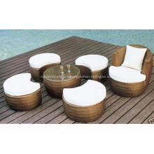 Outdoor Rattan Coffee Sofa Set With Footrest